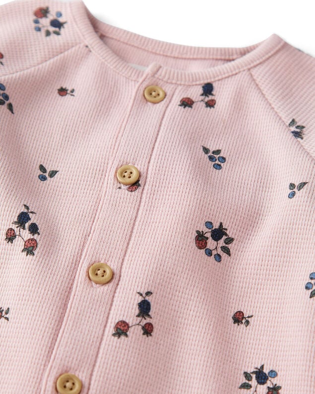 Product image 2 of Baby Organic Cotton Waffle Knit Jumpsuit in Berry Blossom Print