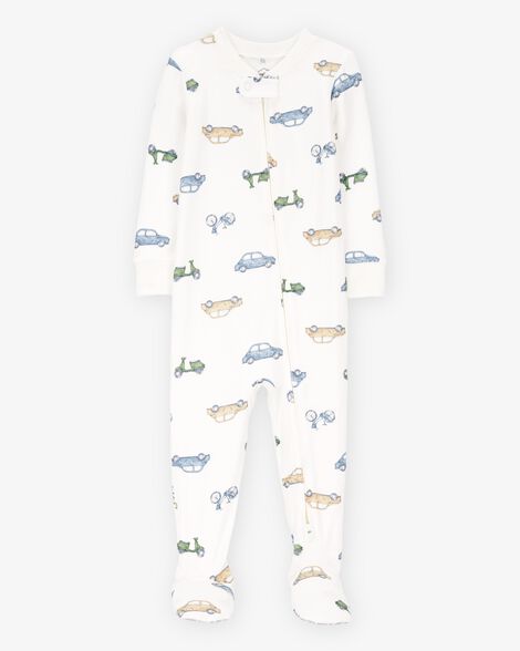  Product image 1 of Baby Car Print PurelySoft Footie 1-Piece Pajamas - Ivory