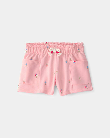 toddler girl ice cream french terry shorts - pink