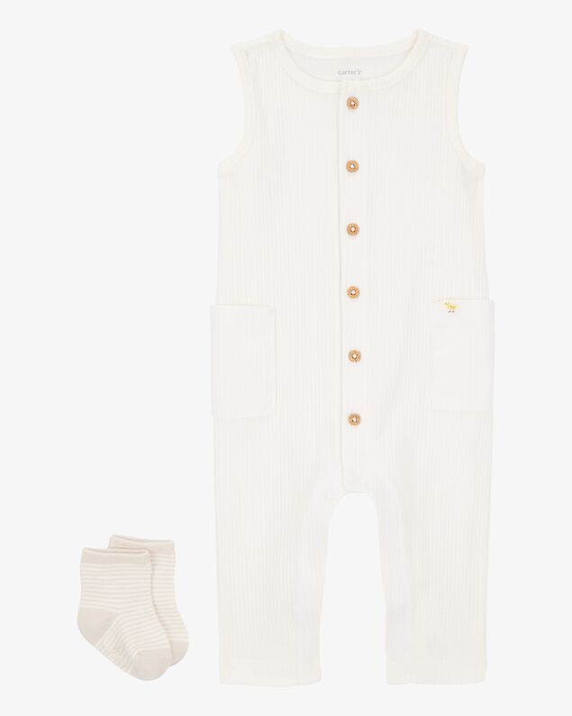 Product image 1 of Baby 2-Piece Jumpsuit & Sock Set - Ivory