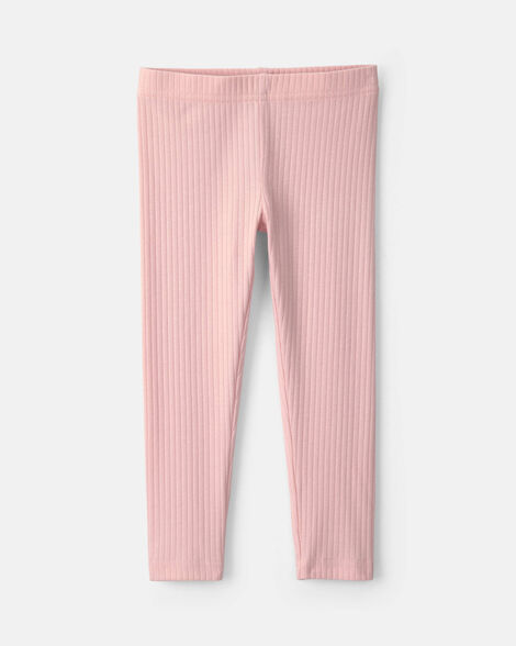 toddler girl cotton pull-on stretch rib leggings - pink