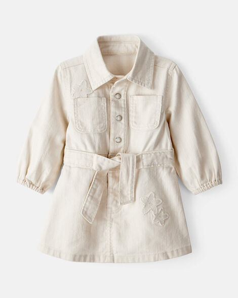  Product image 1 of Baby Girl Embroidered Cotton Long-Sleeve Dress - White