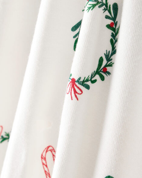 Product image 5 of Baby Wreath Print PurelySoft Long-Sleeve Sleep & Play Pajamas - Ivory