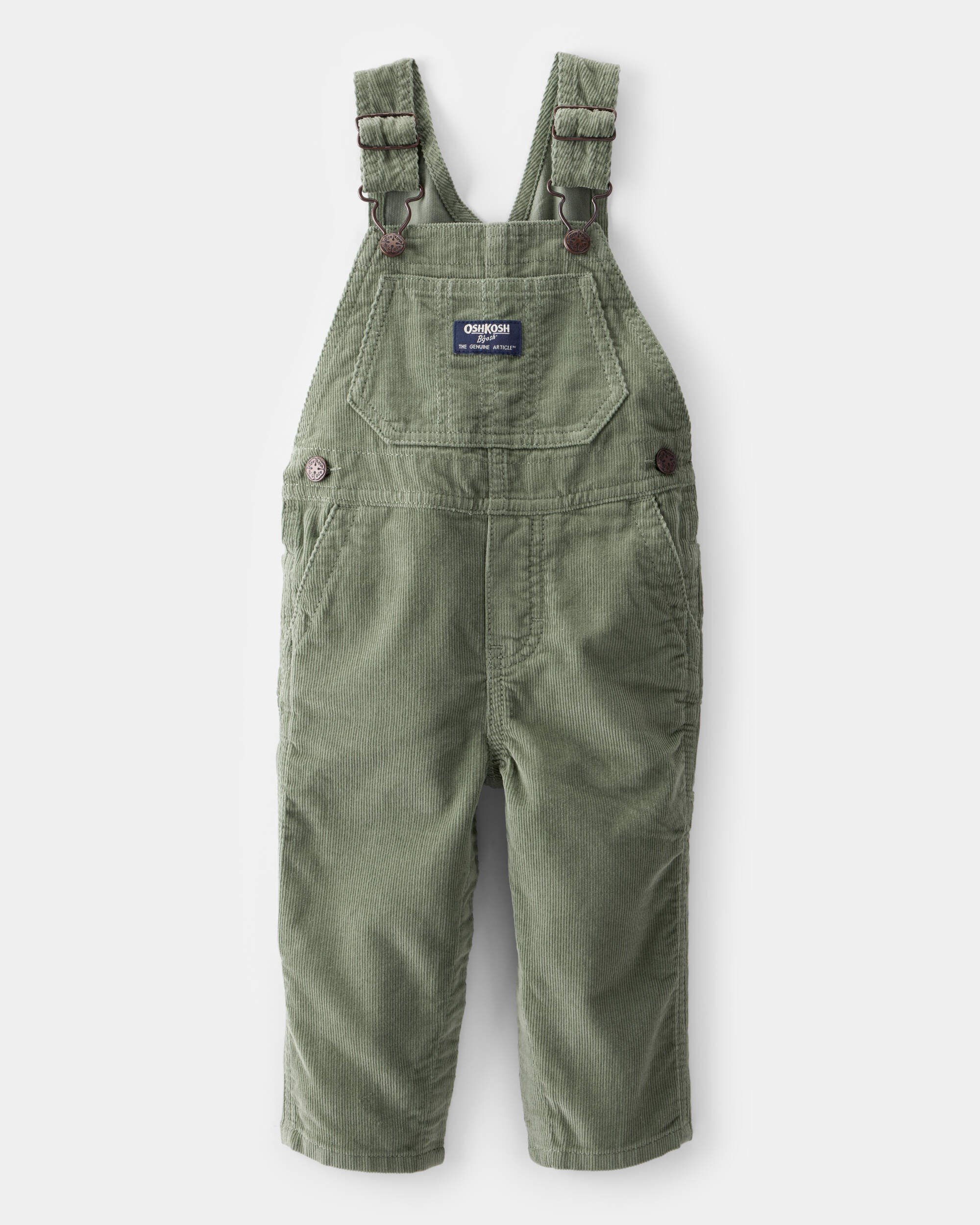 Baby Neutral Solid Corduroy Overalls - Green