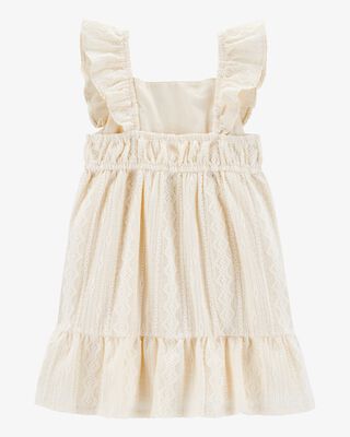 Product image 2 of Toddler Crochet Flutter-Sleeve Dress - Ivory