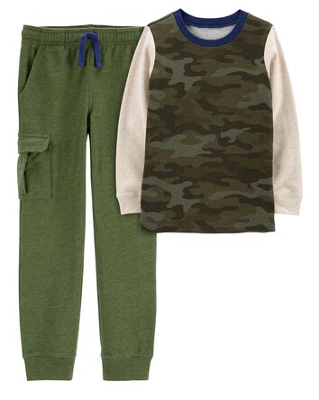 Kid 2-Piece Long-Sleeve Thermal Shirt & 4-Pocket Cargo Pants
