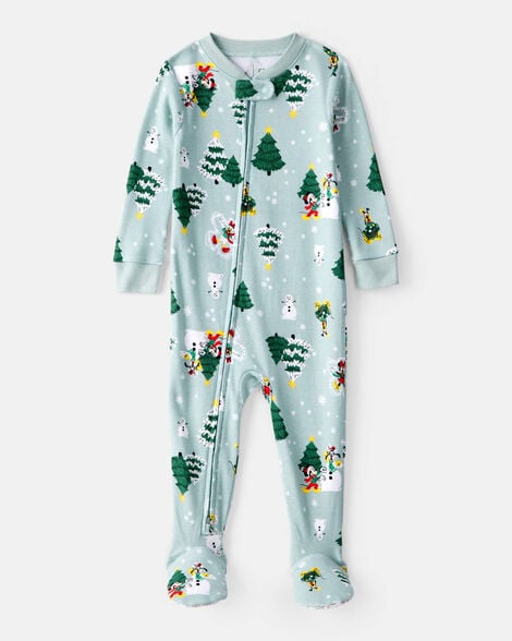 baby disney© mickey mouse 100% cotton long-sleeve snug fit 1-piece pajamas - blue