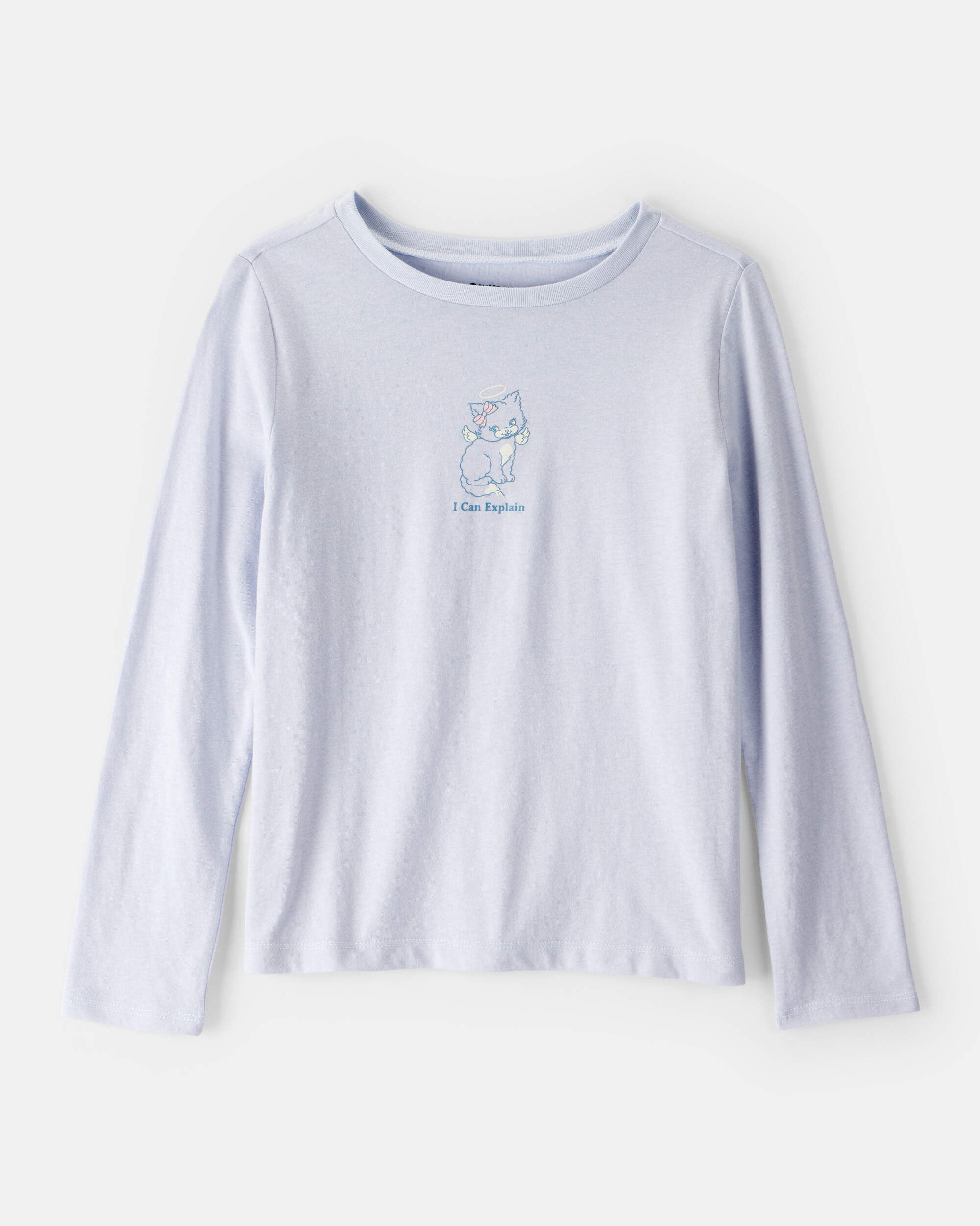 OshKosh Bgosh Girls Cat Long-Sleeve Graphic Tee L Blue 3$