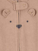 Brown - Baby Bear 2-Way Zip Ribbed Sleep & Play Pajamas - Brown, Selected