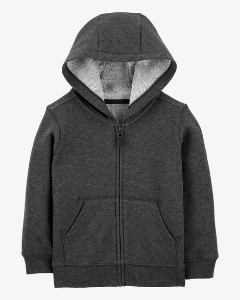 toddler boy marled zip-up french terry hoodie - grey