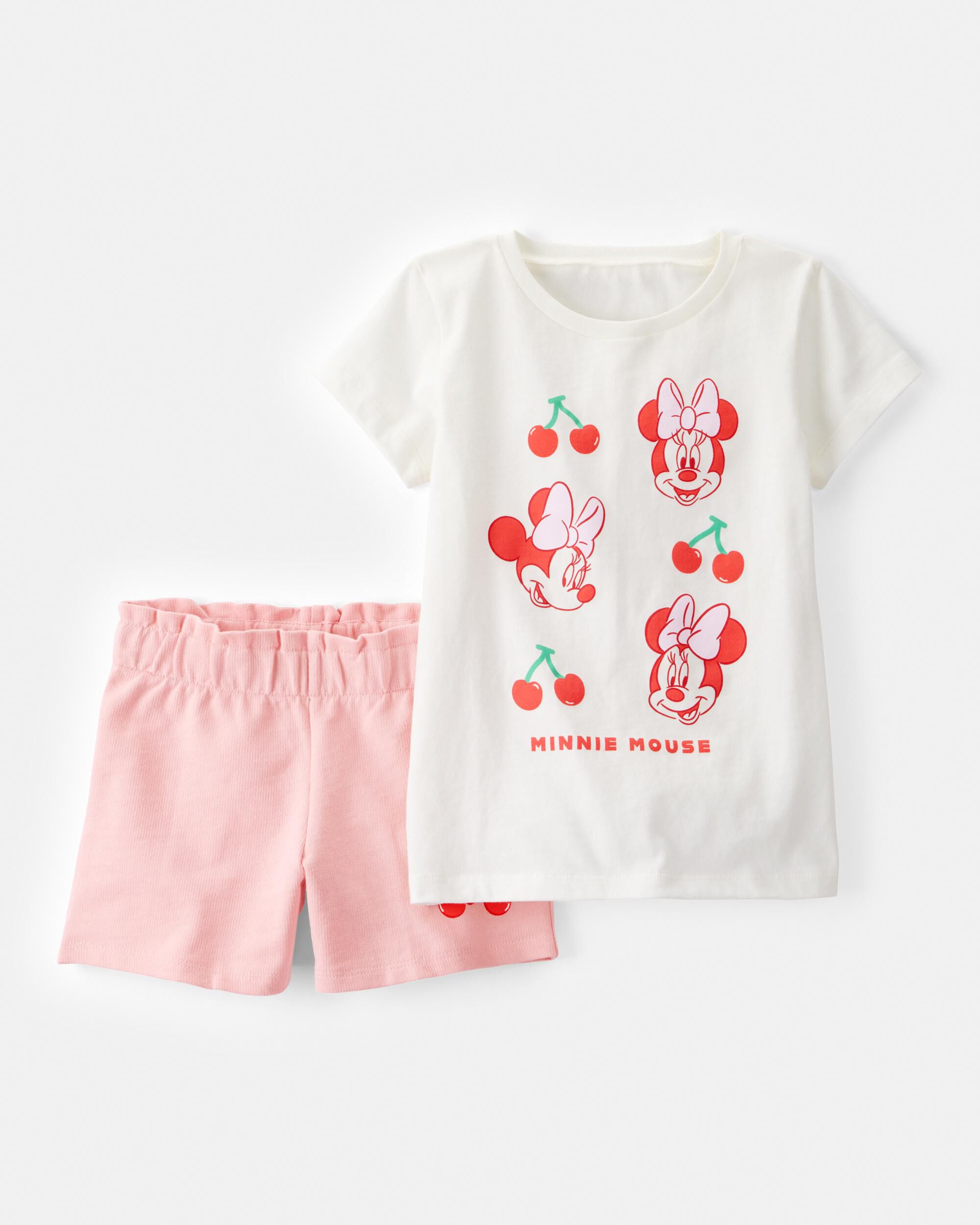 Toddler Girl 2-Piece Minnie Mouse Outfit Set - White/Pink