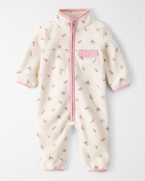 Baby Girl Recycled Microfleece Jumpsuit in Radiant Rose Print
