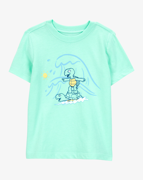toddler boy surfing turtle short-sleeve graphic tee - aqua