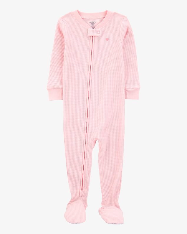 Product image 1 of Toddler Girl Heart Waffle Knit Footie 1-Piece Pajamas - Pink