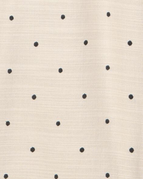  Product image 2 of Toddler Polka Dot Linen Look-Alike Short-Sleeve Jumpsuit - Tan