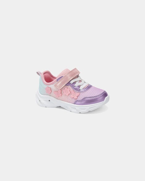 toddler girl butterfly floral light-up athletic shoes - purple/pink