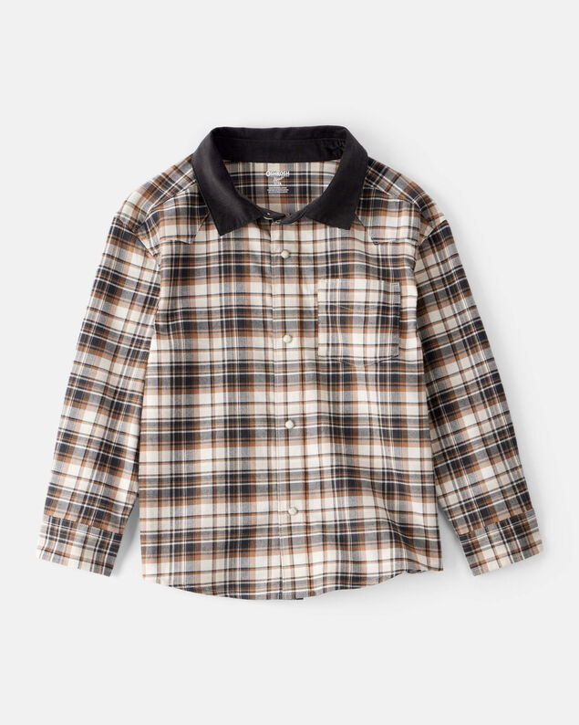 Product image 1 of Boys Western Plaid Cotton Long-Sleeve Button-Down Shirt - Plaid