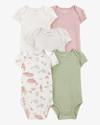 Product image 1 of Baby 5-Pack Seahorse Short-Sleeve Bodysuits