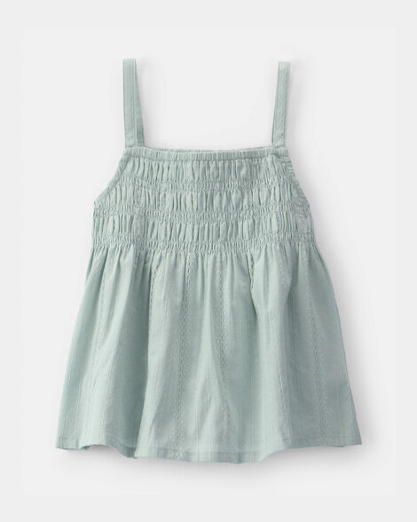 Girls Smocked Tank Top - Green