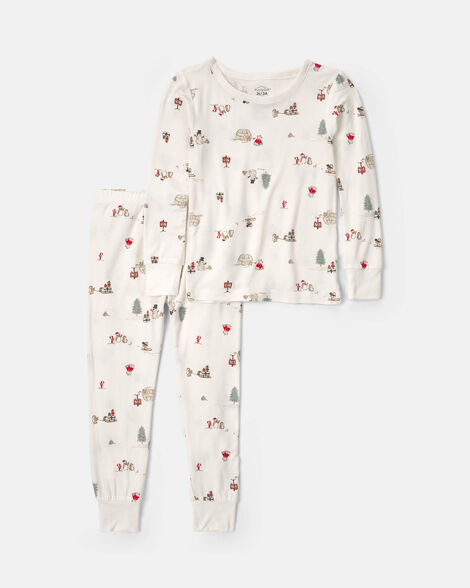 toddler 2-piece north pole christmas purelysoft™ snug fit pajama set - cream