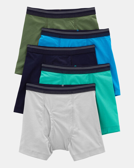 boys 5-pack active mesh boxer briefs underwear