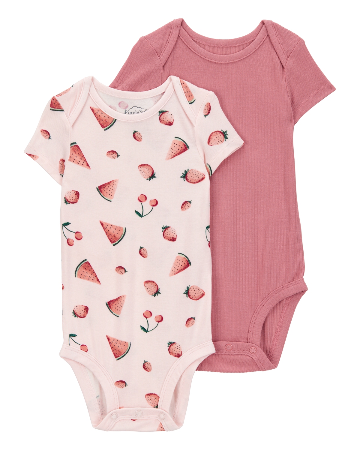 Baby 2-Pack Short-Sleeve PurelySoft Bodysuits - Pink