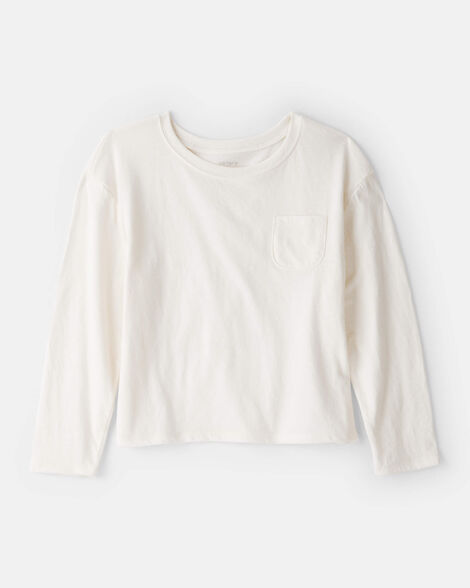 girls pocket tee - white