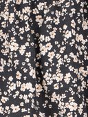 Floral - Toddler Square Neck Linen Look-alike Floral Top - Black, Selected