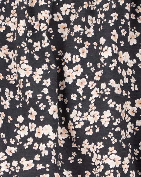 Product image 2 of Toddler Square Neck Linen Look-alike Floral Top - Black
