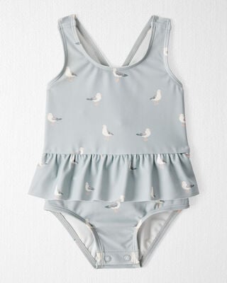 Product image 1 of Baby Recycled Seagull-Print Ruffle Swimsuit