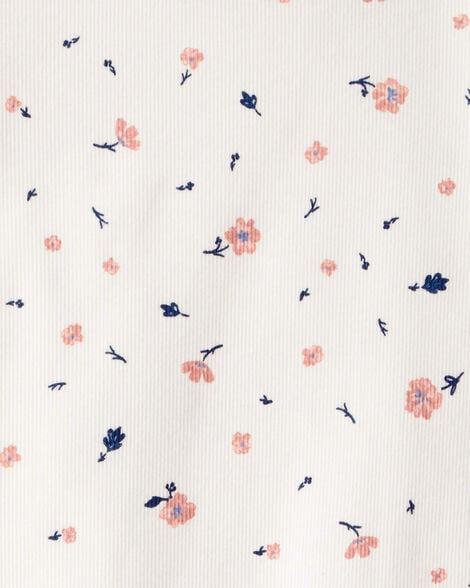 Product image 2 of Kid Floral Mock Neck Ribbed Tee - Ivory