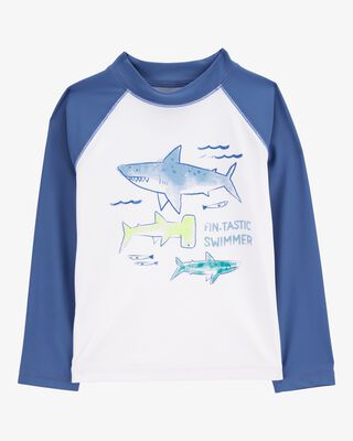 Product image 1 of Toddler Shark Long Sleeve Rashguard - White