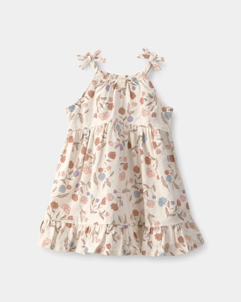 baby girl floral sleeveless dress - cream