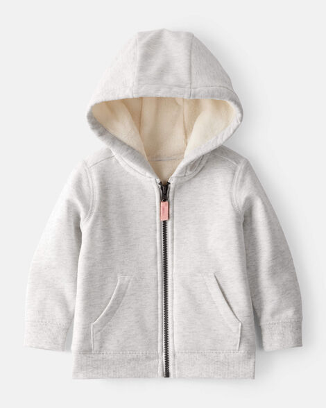 baby girl daydream fleece long-sleeve hooded zip-up jacket - grey