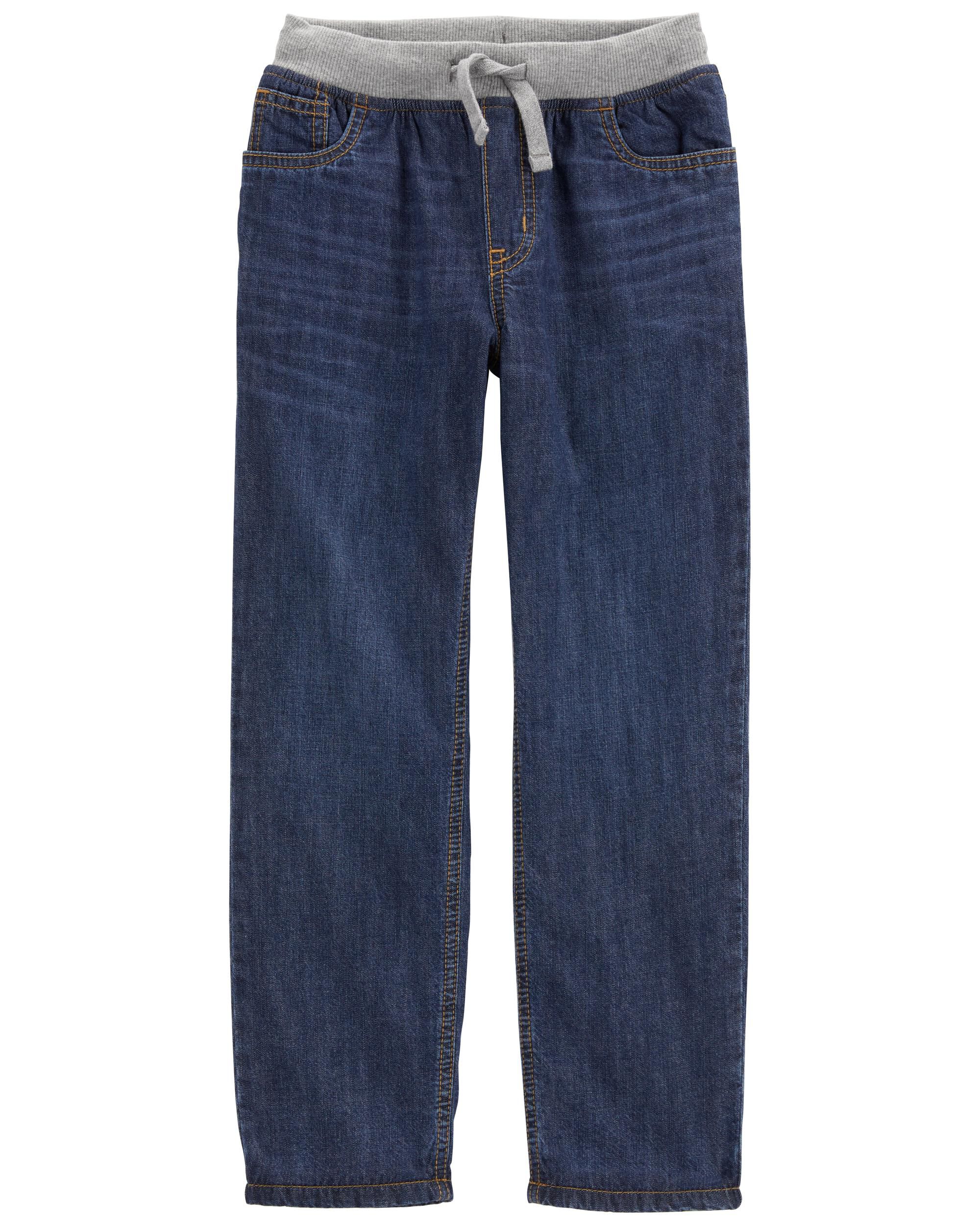 Kid Drawstring Pull-On Jeans - Dark Blue - OshKosh B'gosh