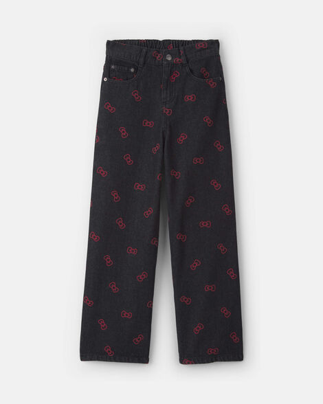 girls hello kitty® bow baggy jeans - black/red