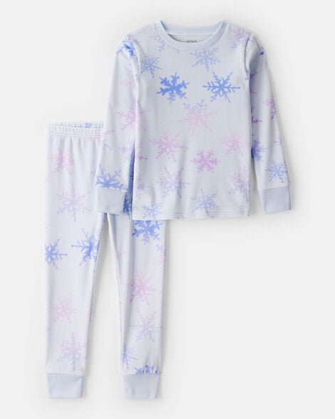 toddler girl snowflake tie dye dreamplush long-sleeve snug fit 2-piece pajamas - blue