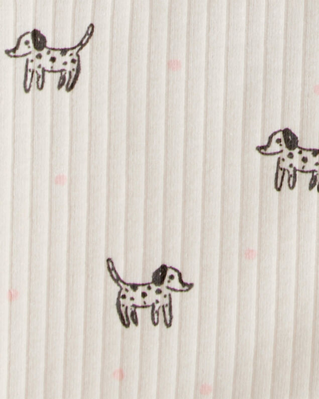 Product image 2 of Toddler 2-Piece Dog Print Ribbed Tee & Pull-On Pant Set - Ivory