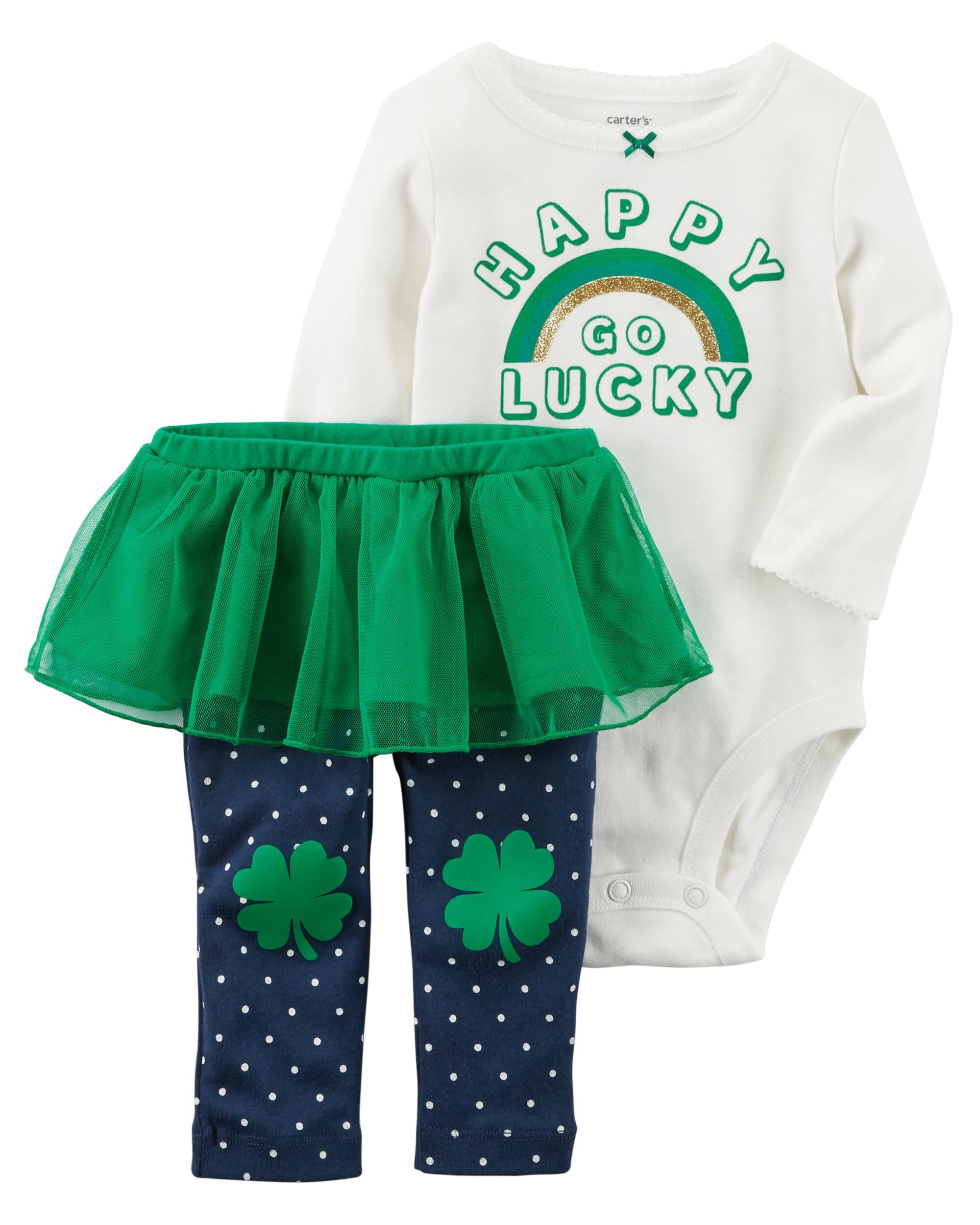 Carter/'s Girls Baby/'s First St Patrick/'s Day Bodysuit and Pants Set NEW W// TAG