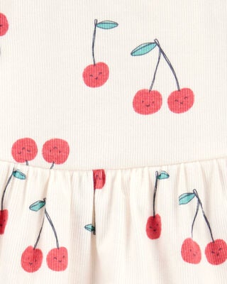 Product image 2 of Baby 2-Piece Cherry Peplum Bodysuit Pant Set - Ivory/Red