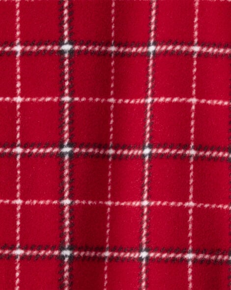 Product image 2 of Toddler Boy Plaid Fleece Long-Sleeve Loose Fit 1-Piece Pajamas - Red