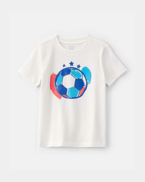 toddler soccer graphic tee - ivory