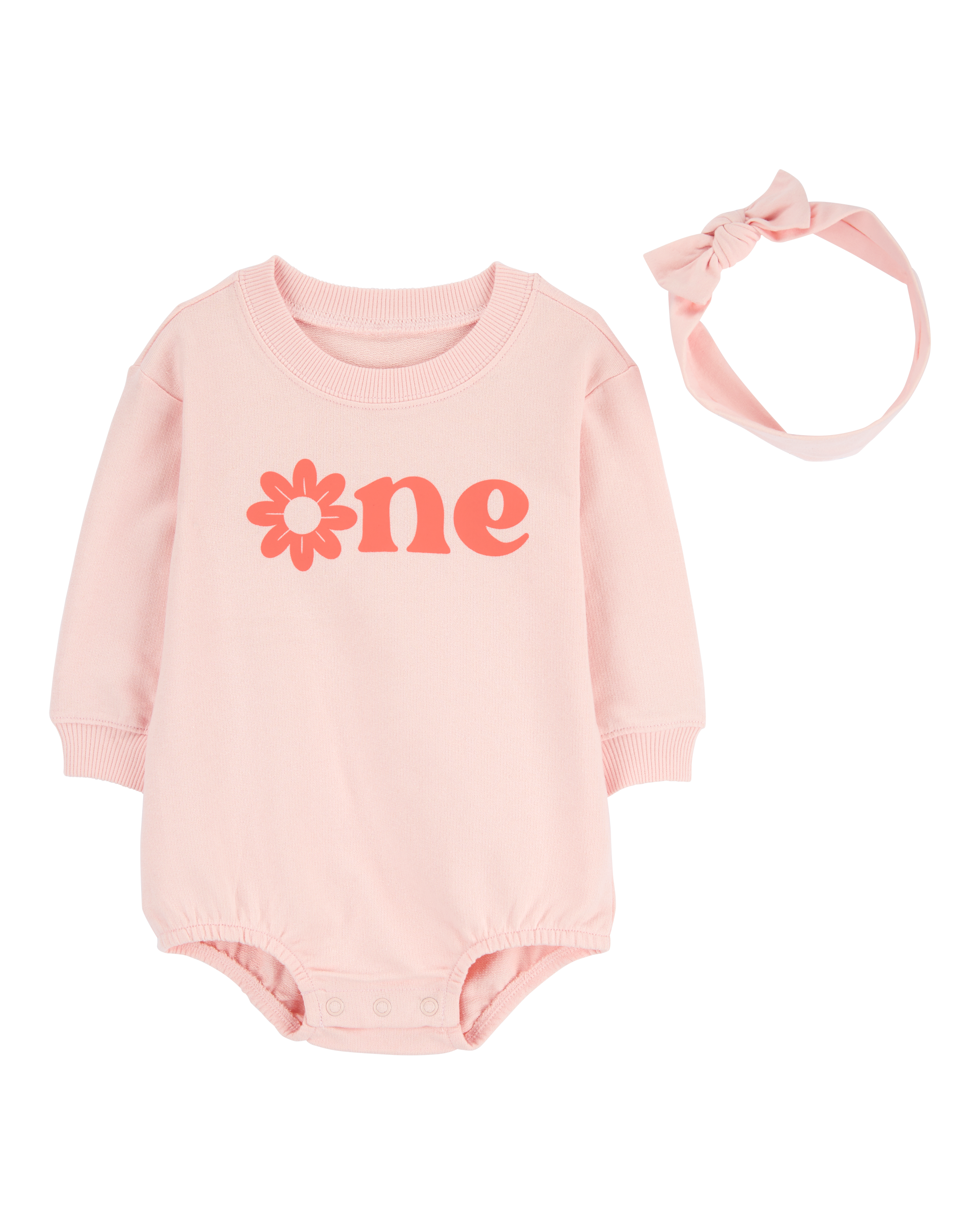 Baby Girl 2-Piece Birthday Bubble & Headwrap Set - Pink