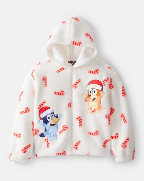 girls bluey™ sherpa hooded zip-up jacket