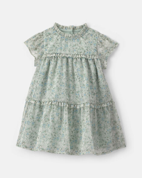 baby girl floral occasion dress - green