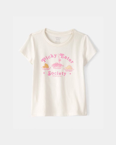 toddler girl 'picky eater' graphic tee - cream