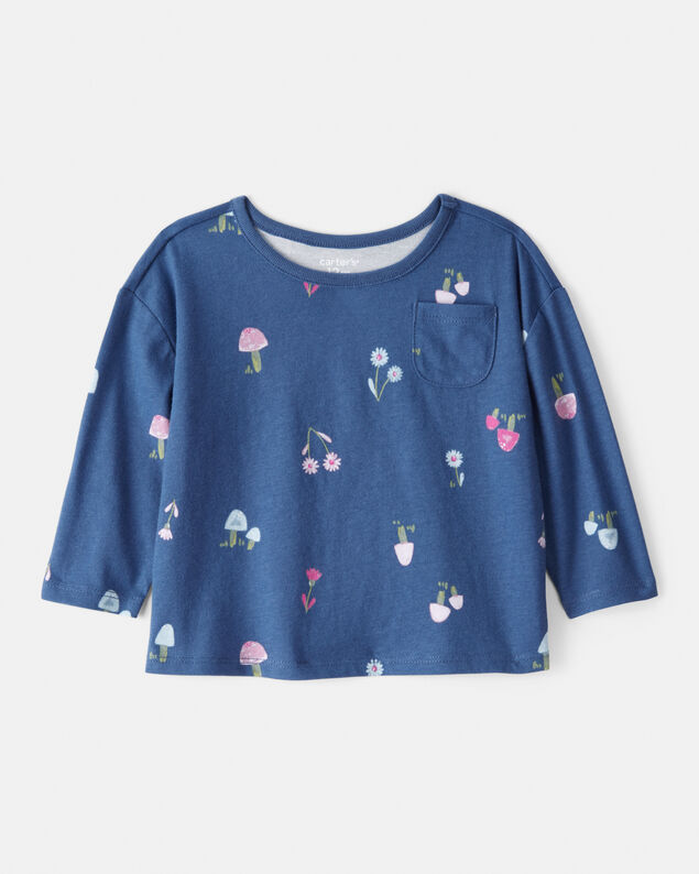 Product image 1 of Baby Girl Floral Cotton Long-Sleeve Top - Blue