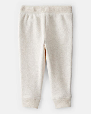 Product image 2 of Baby Girl Solid Fleece Drawstring Joggers - Oatmeal