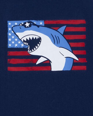 Product image 2 of Kid American Flag Shark Tee - Navy
