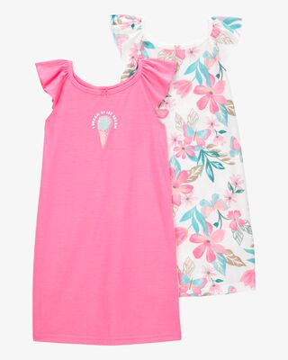 Product image 1 of Kid 2-Pack Ice Cream Floral Nightgowns - Pink